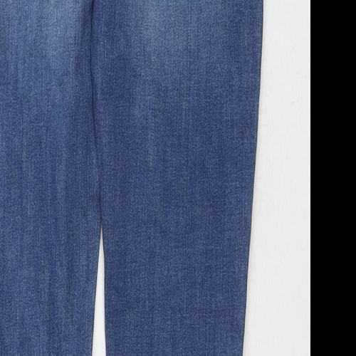 H&M Girls Blue Cotton Skinny Jeans Size 12-13 Years L25 in Regular Zip - Distressed