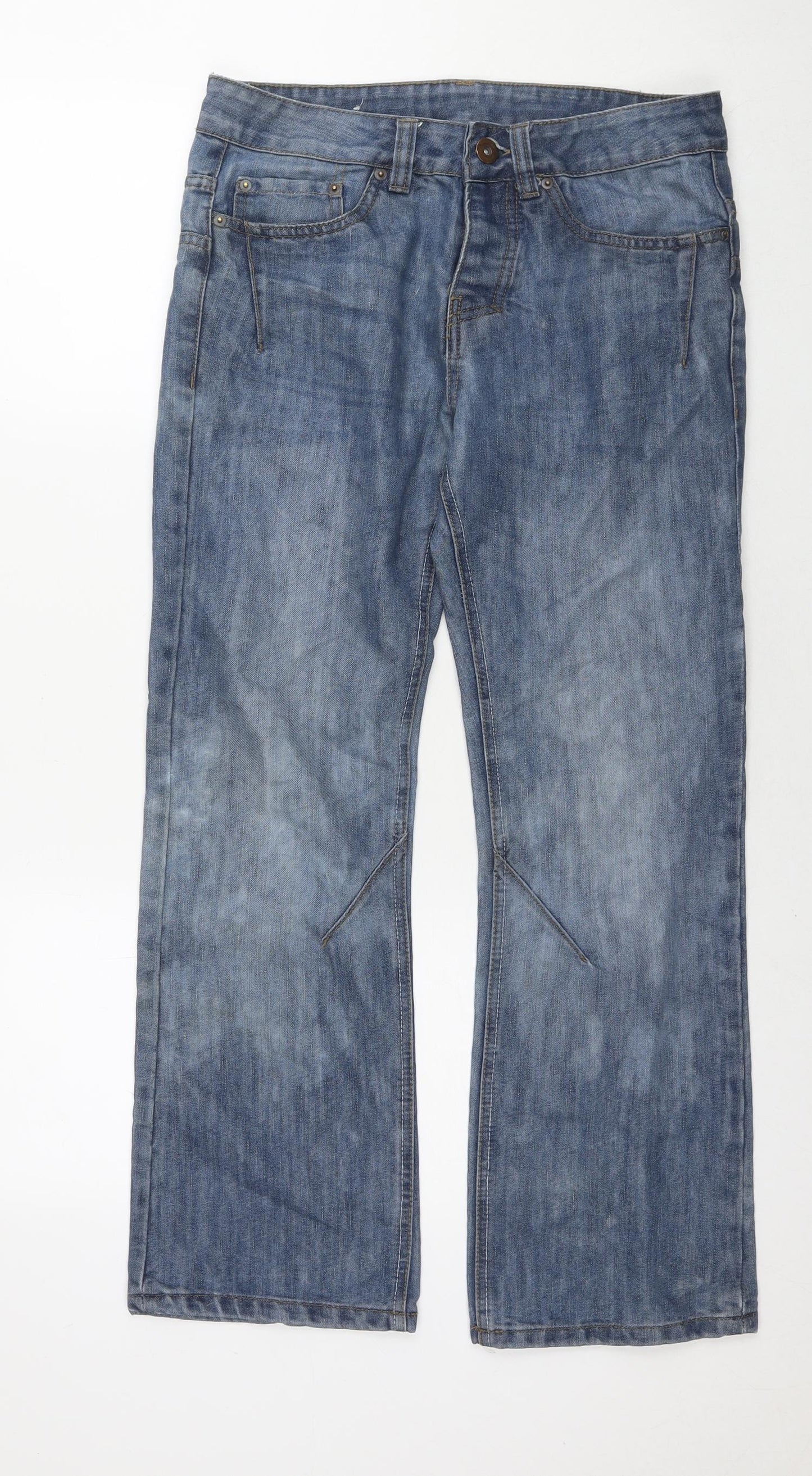 Denim & Co. Womens Blue Cotton Bootcut Jeans Size 30 in L27 in Regular Zip