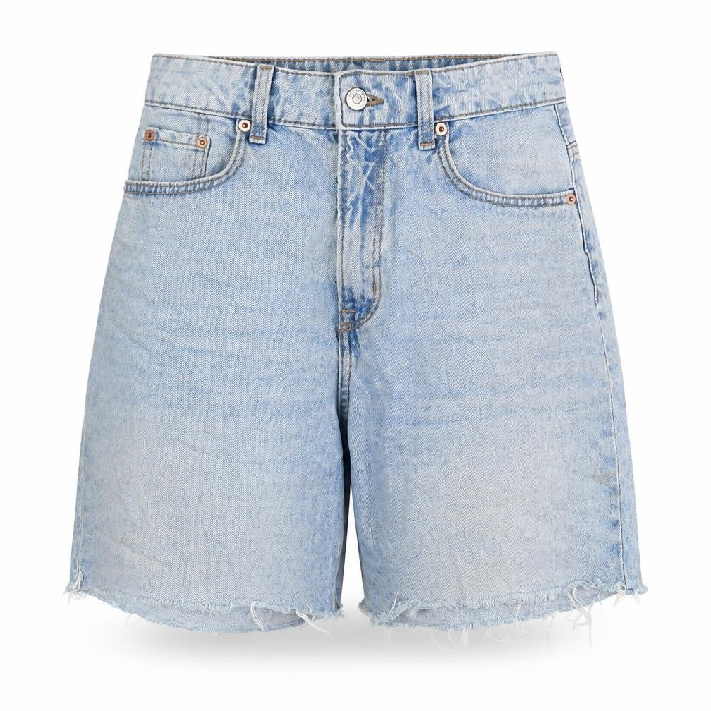 Divided by H&M Womens Blue Cotton Mom Shorts Size 8 L6 in Regular Zip