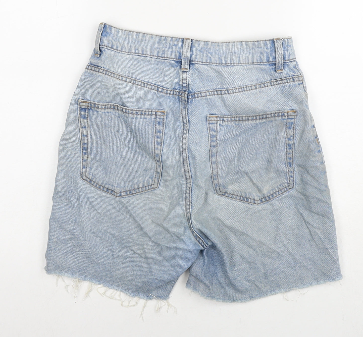 Divided by H&M Womens Blue Cotton Mom Shorts Size 8 L6 in Regular Zip