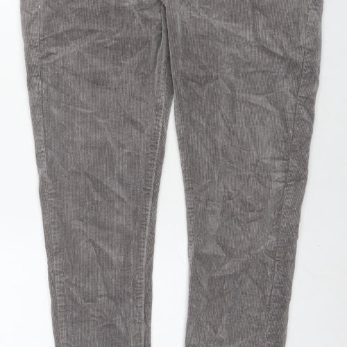 Bee Inspired Womens Grey Cotton Trousers Size 12 L28 in Regular Zip