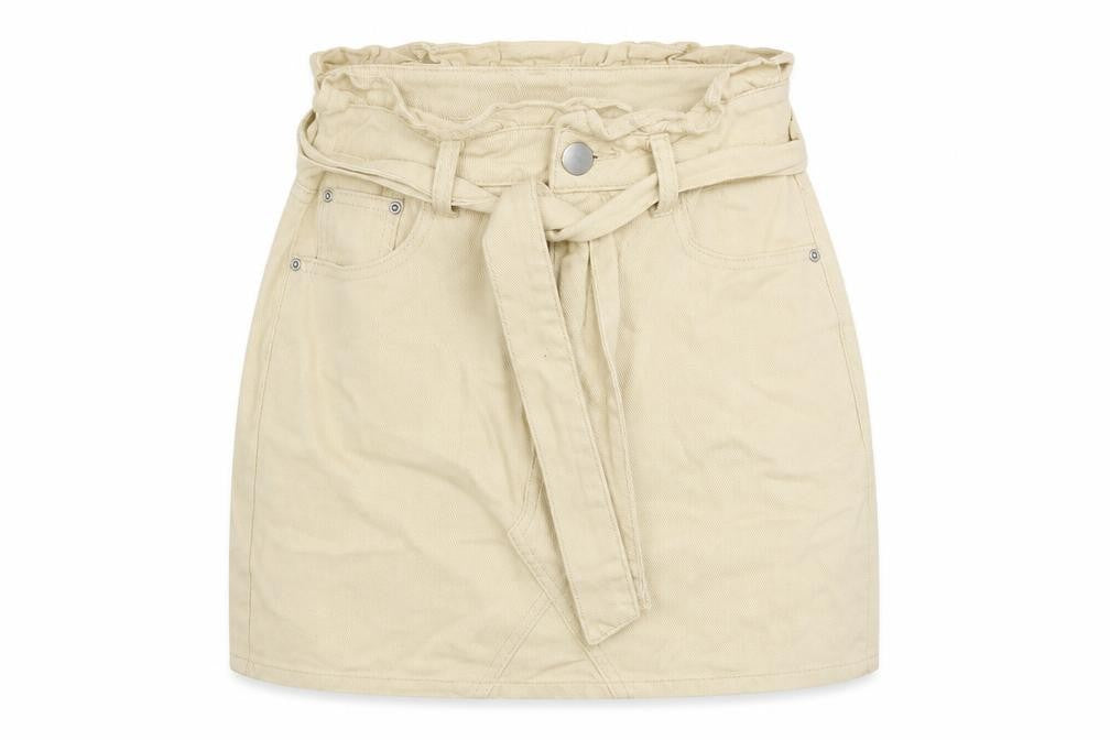 I SAW IT FIRST Womens Beige Cotton A-Line Skirt Size 8 Zip