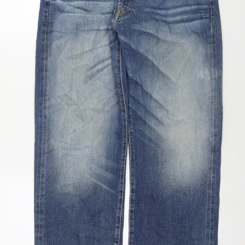 Zara Womens Blue Cotton Straight Jeans Size S L28 in Regular Zip