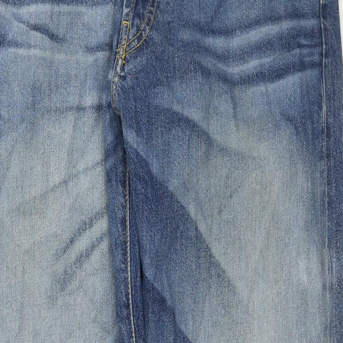 Zara Womens Blue Cotton Straight Jeans Size S L28 in Regular Zip