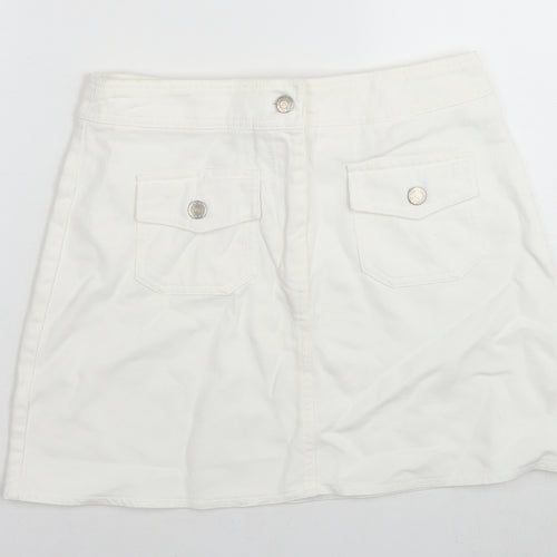 Suzie Womens White Cotton Mini Skirt Size 30 in Zip