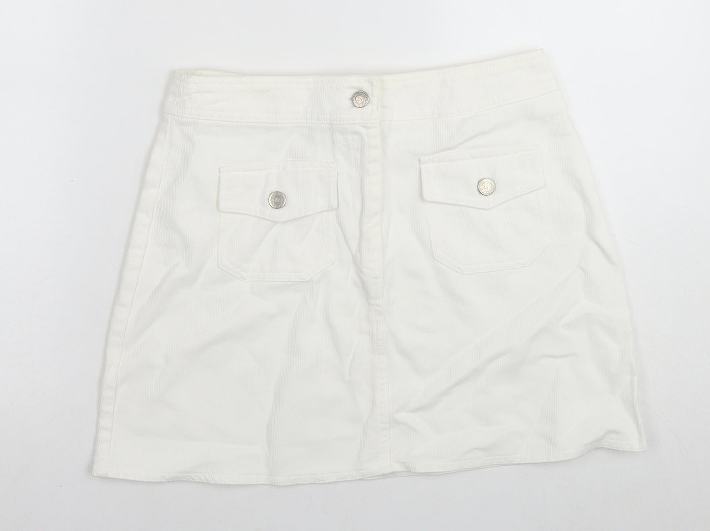Suzie Womens White Cotton Mini Skirt Size 30 in Zip