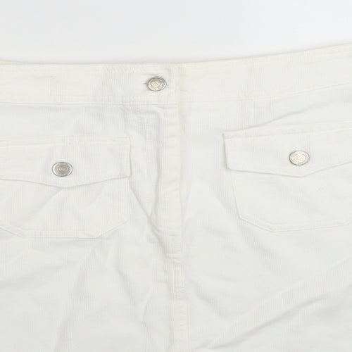 Suzie Womens White Cotton Mini Skirt Size 30 in Zip