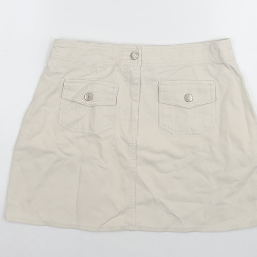 Suzie Womens Beige Cotton A-Line Skirt Size 30 in Zip