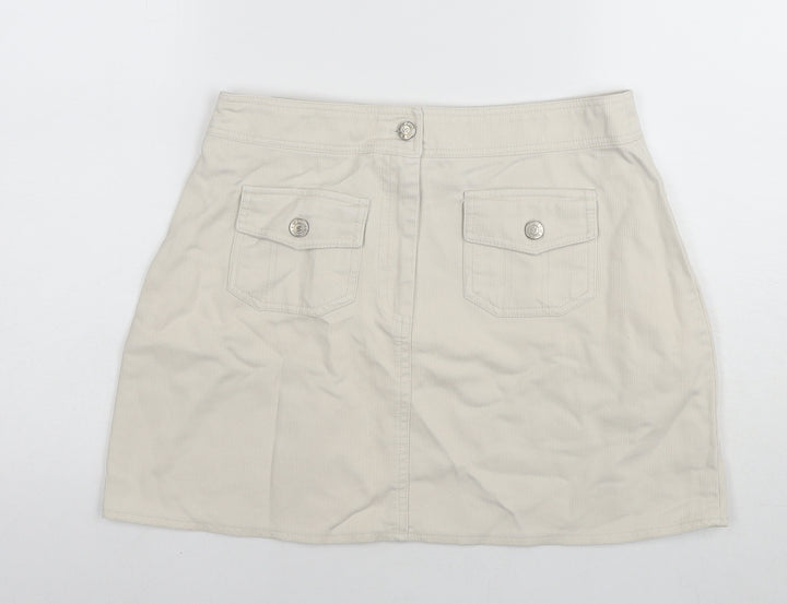 Suzie Womens Beige Cotton A-Line Skirt Size 30 in Zip