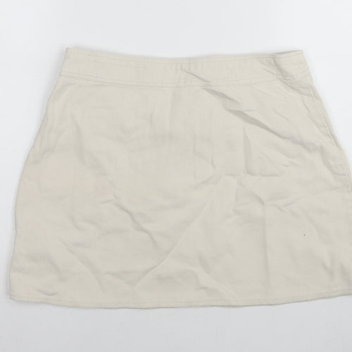Suzie Womens Beige Cotton A-Line Skirt Size 30 in Zip