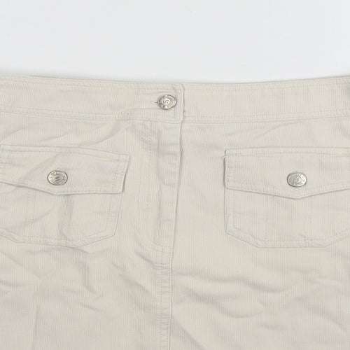 Suzie Womens Beige Cotton A-Line Skirt Size 30 in Zip