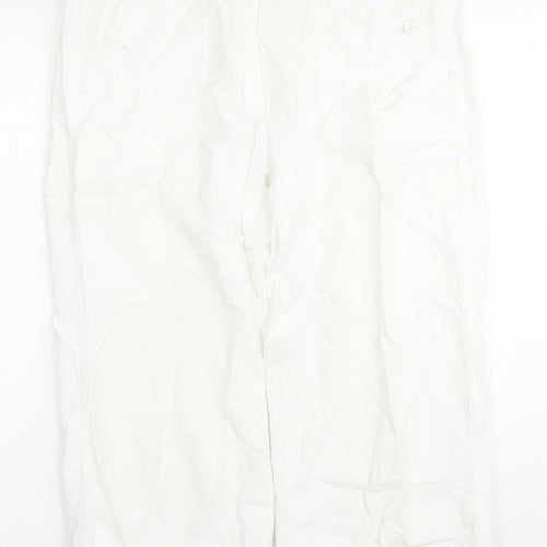 Marks and Spencer Womens White Linen Trousers Size 8 L20 in Regular Zip