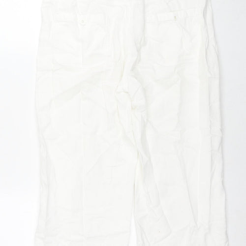 Marks and Spencer Womens White Linen Trousers Size 8 L20 in Regular Zip