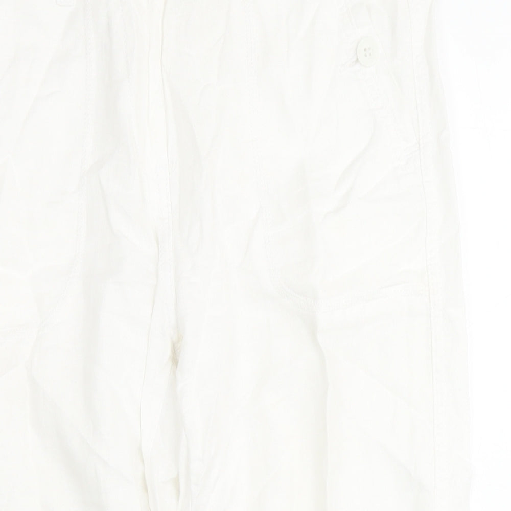 Marks and Spencer Womens White Linen Trousers Size 8 L20 in Regular Zip