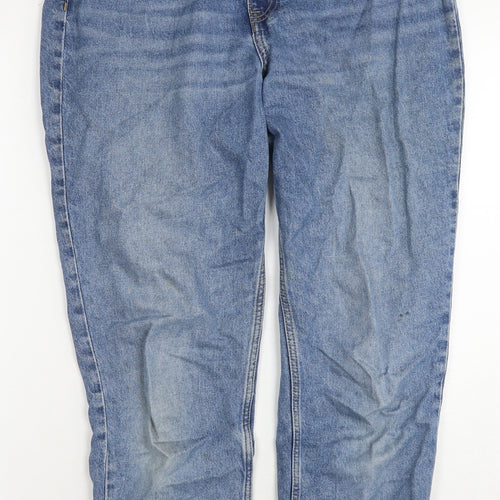 Divided by H&M Womens Blue Cotton Straight Jeans Size 14 L26 in Regular Zip