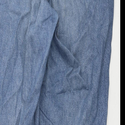 Divided by H&M Womens Blue Cotton Straight Jeans Size 14 L26 in Regular Zip