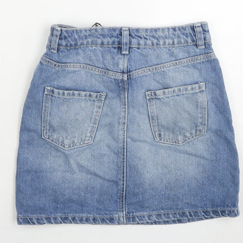 Denim & Co. Girls Blue Cotton A-Line Skirt Size 9-10 Years Regular Zip
