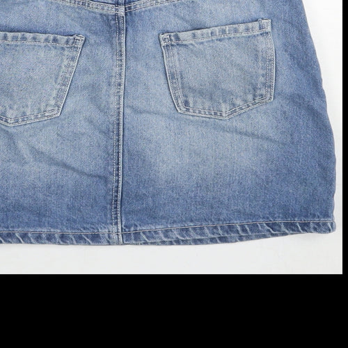 Denim & Co. Girls Blue Cotton A-Line Skirt Size 9-10 Years Regular Zip