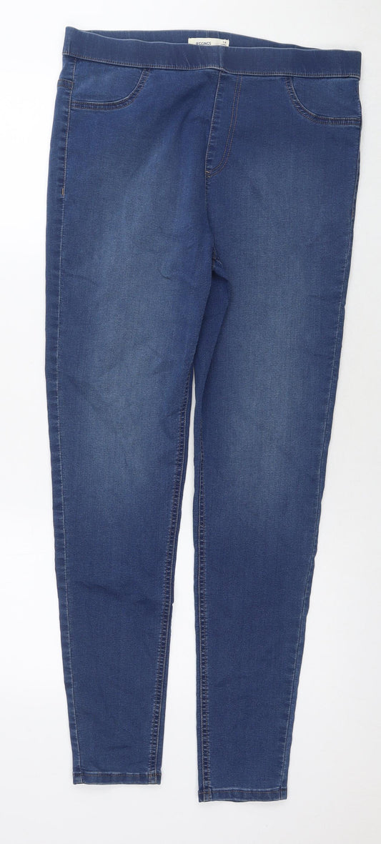 Marks and Spencer Womens Blue Cotton Jegging Jeans Size 14 L30 in Regular