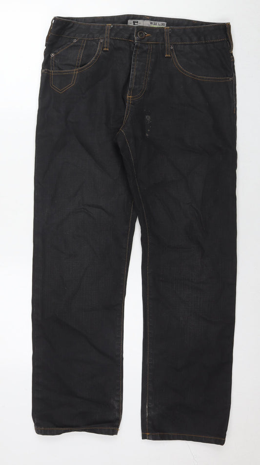 Burton Mens Black Cotton Straight Jeans Size 32 in L30 in Regular Zip