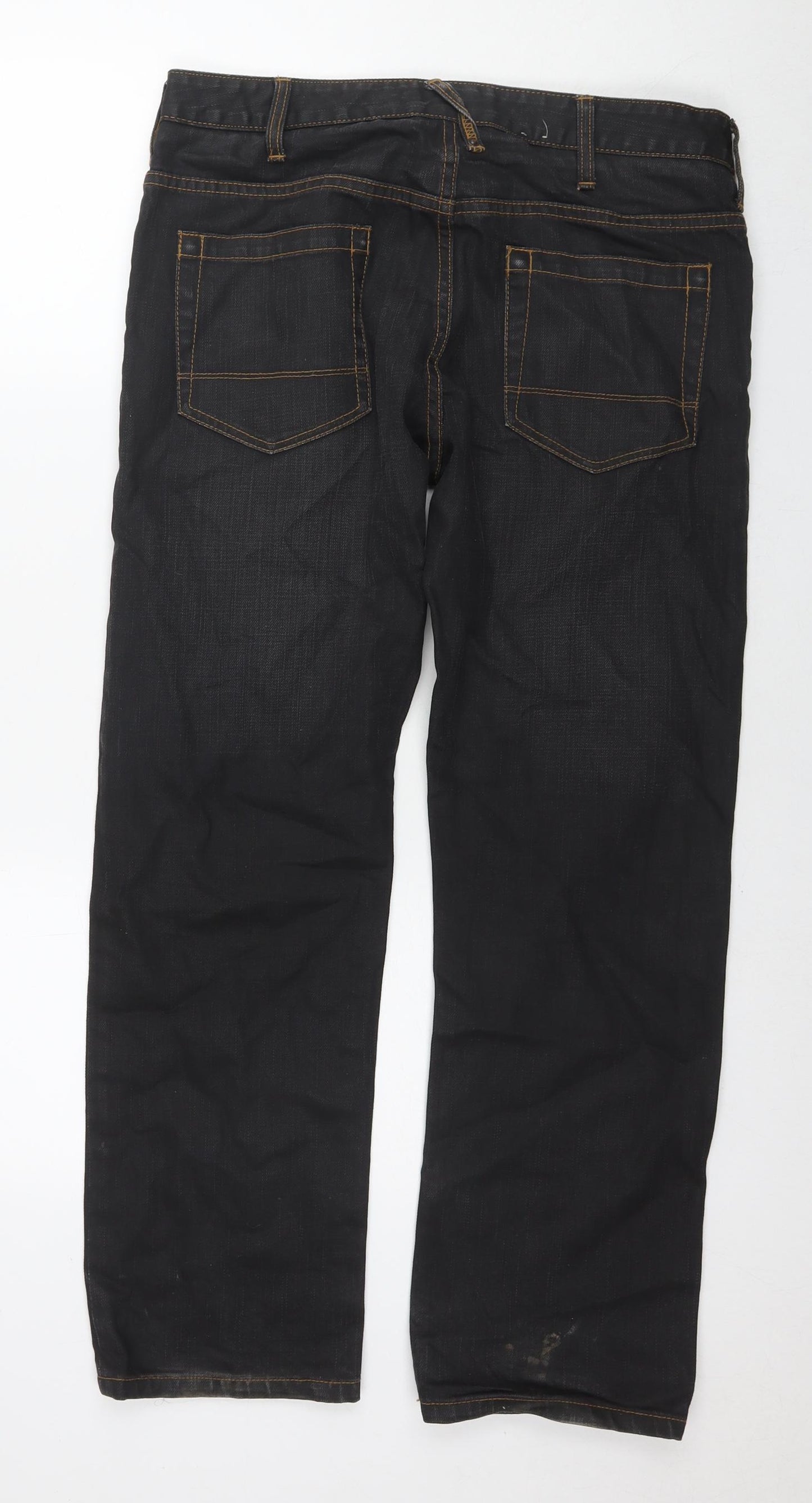 Burton Mens Black Cotton Straight Jeans Size 32 in L30 in Regular Zip