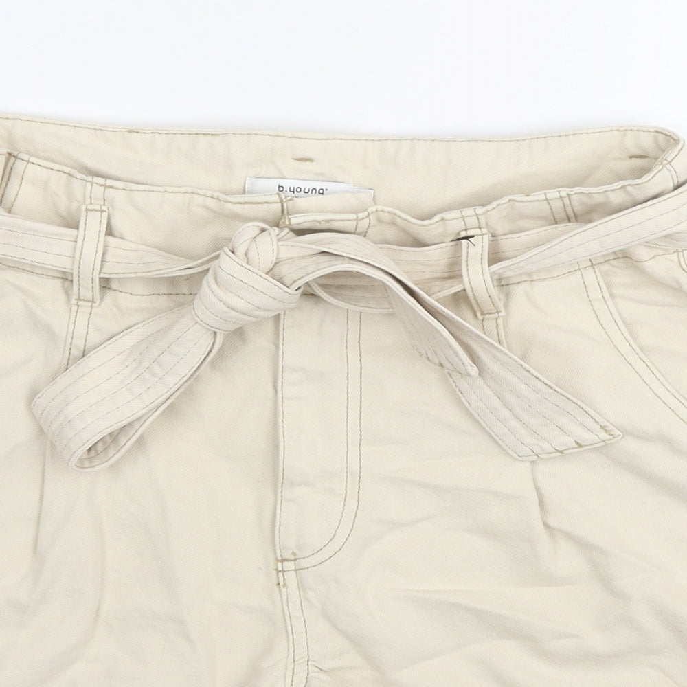 b.young Womens Beige Polyester Paperbag Shorts Size 30 in L6 in Regular Zip