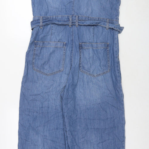 H&M Womens Blue Cotton Jumpsuit One-Piece Size 12 L26 in Snap