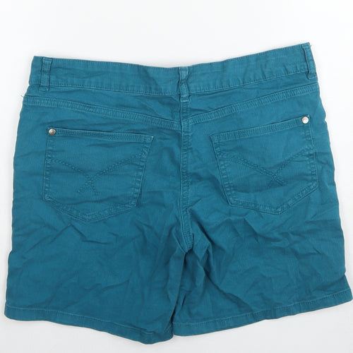 TU Womens Blue Cotton Boyfriend Shorts Size 12 L6 in Regular Zip