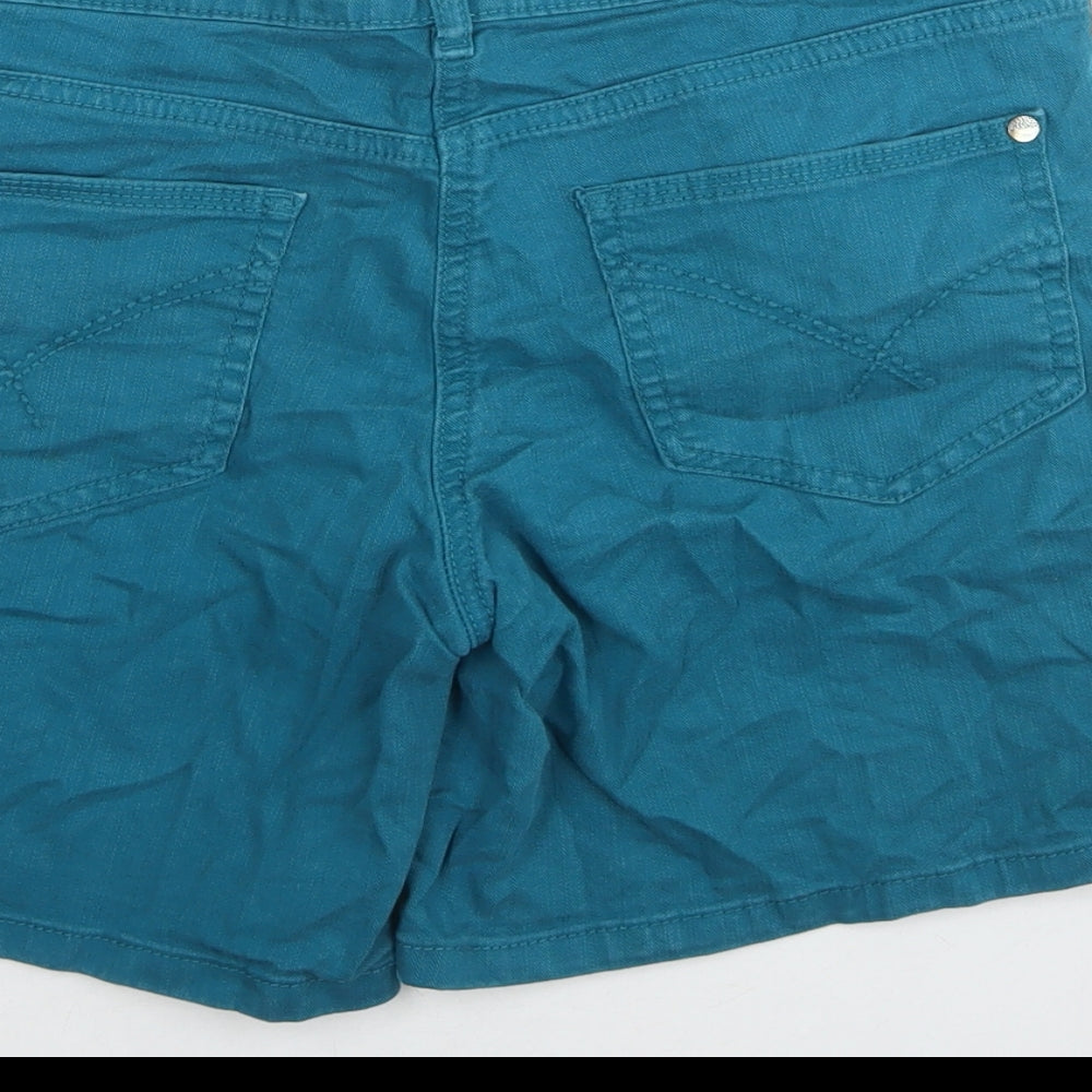 TU Womens Blue Cotton Boyfriend Shorts Size 12 L6 in Regular Zip