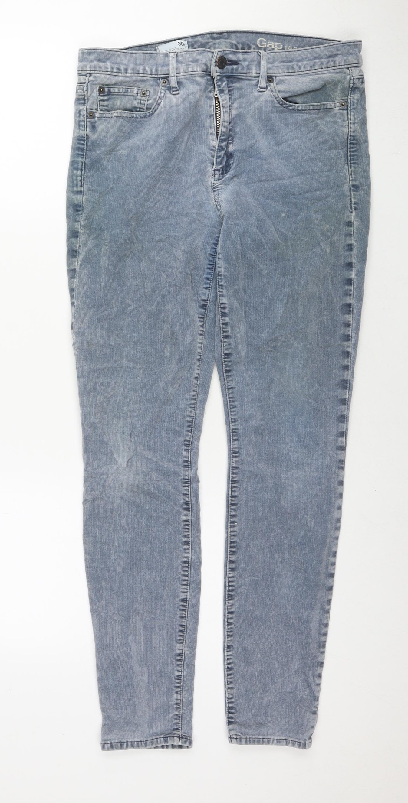 Gap Womens Blue Cotton Trousers Size 30 in L28 in Regular Zip