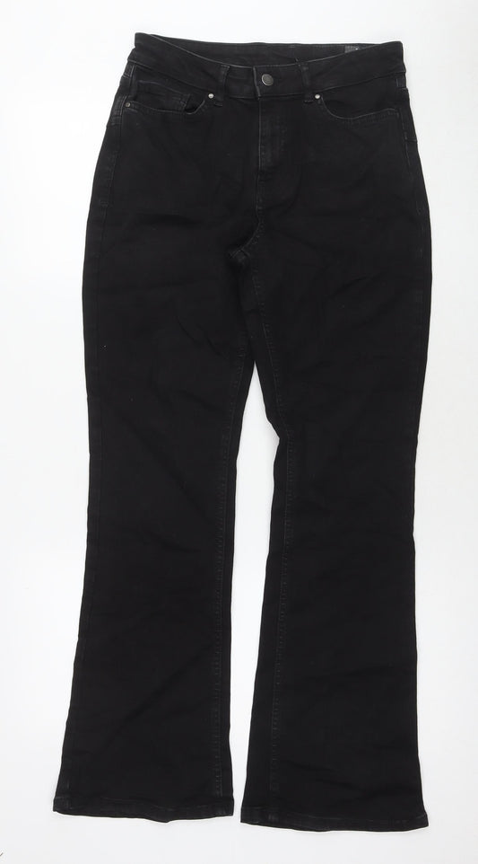 TU Womens Black Cotton Bootcut Jeans Size 10 L30 in Regular Zip