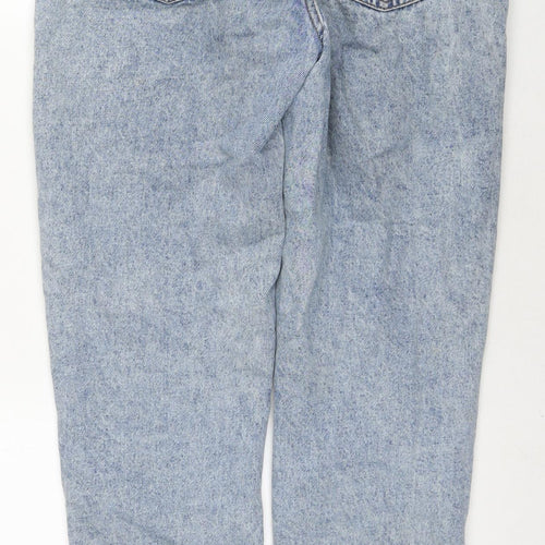 Denim & Co. Womens Blue Cotton Mom Jeans Size 8 L28 in Regular Zip