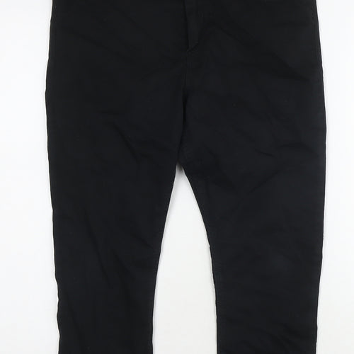 Marks and Spencer Womens Black Cotton Cropped Jeans Size 12 L20 in Slim Zip
