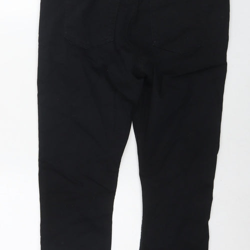 Marks and Spencer Womens Black Cotton Cropped Jeans Size 12 L20 in Slim Zip