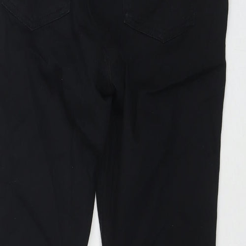 Marks and Spencer Womens Black Cotton Cropped Jeans Size 12 L20 in Slim Zip