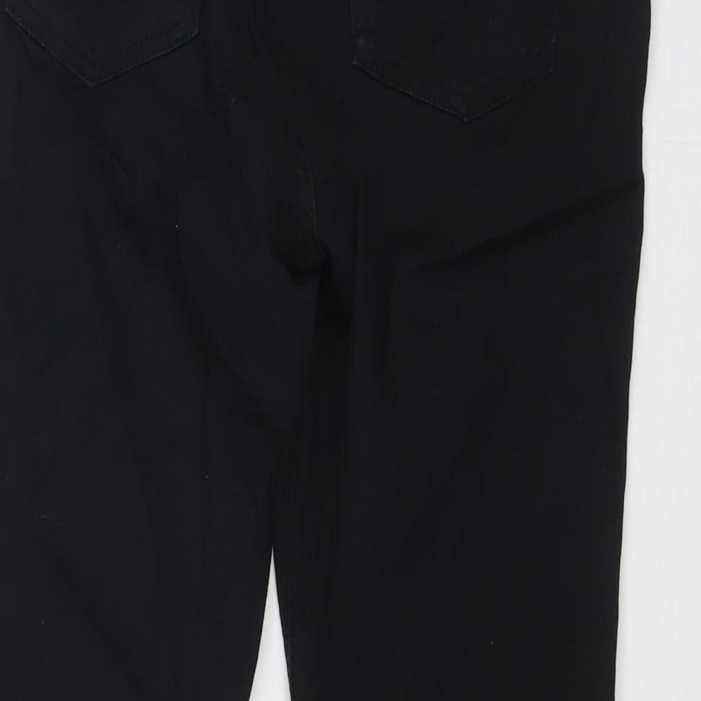 Marks and Spencer Womens Black Cotton Cropped Jeans Size 12 L20 in Slim Zip