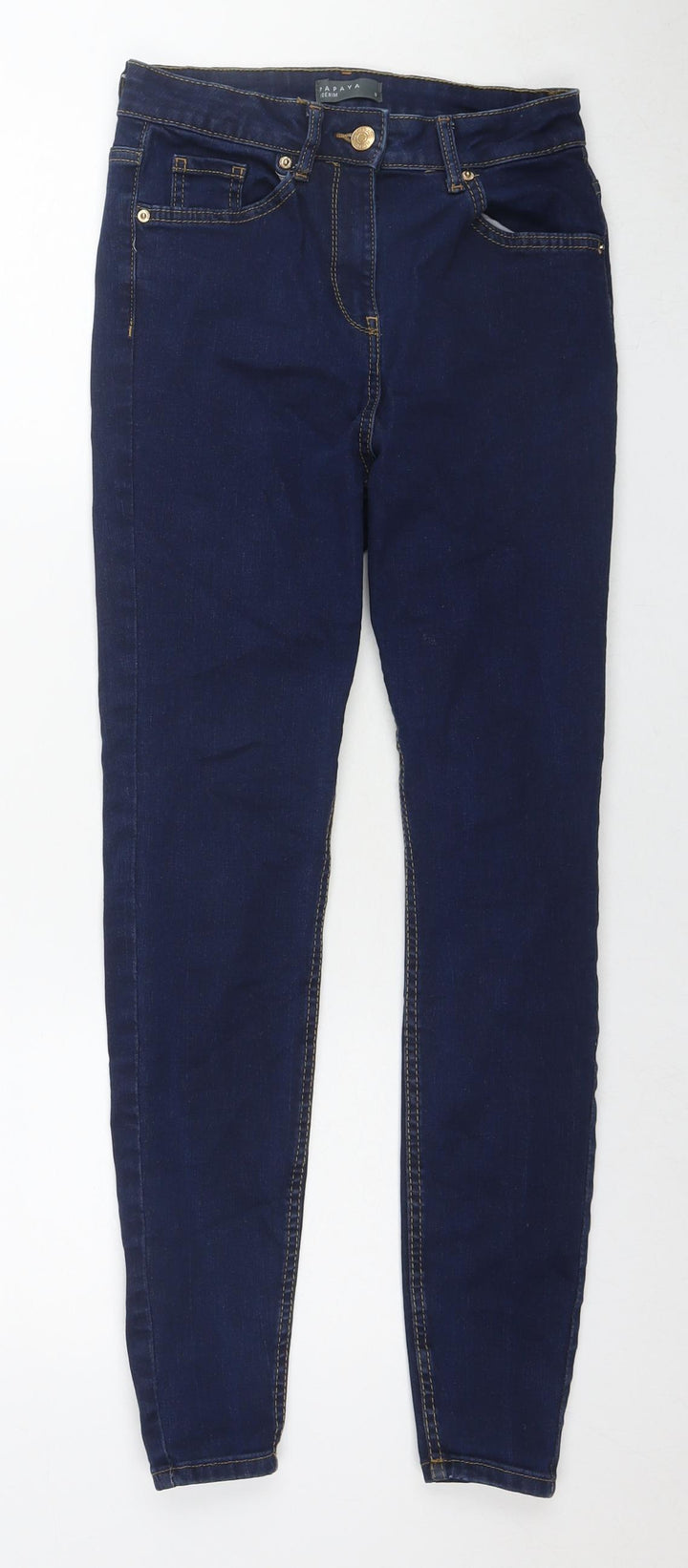 Papaya Womens Blue Cotton Skinny Jeans Size 8 L26 in Regular Zip