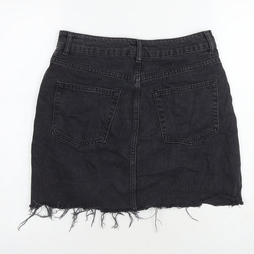 Topshop Womens Black Cotton A-Line Skirt Size 10 Zip