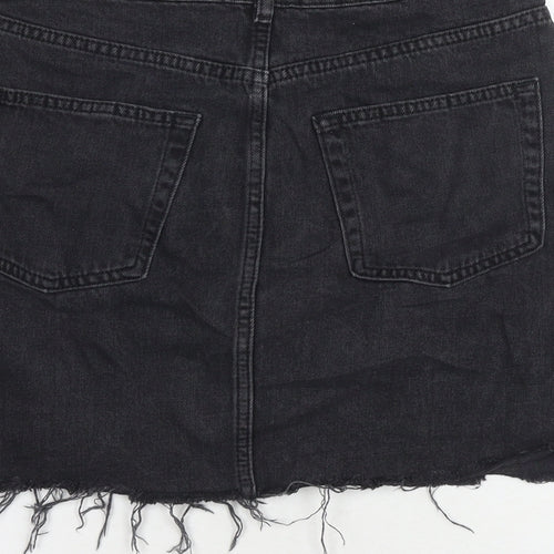 Topshop Womens Black Cotton A-Line Skirt Size 10 Zip