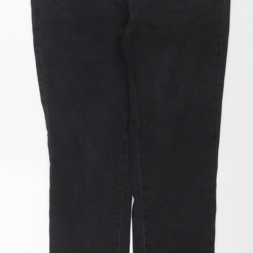 NEXT Womens Black Cotton Straight Jeans Size 12 L29 in Regular Zip