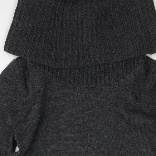 H&M Womens Grey Roll Neck Acrylic Tunic Jumper Size S