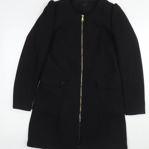 H&M Womens Black Overcoat Coat Size 10 Zip