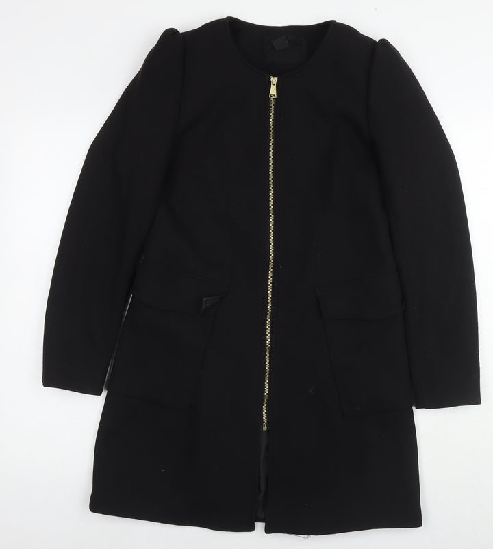 H&M Womens Black Overcoat Coat Size 10 Zip