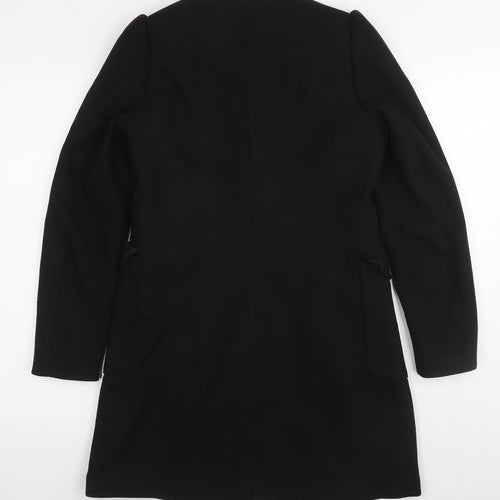 H&M Womens Black Overcoat Coat Size 10 Zip