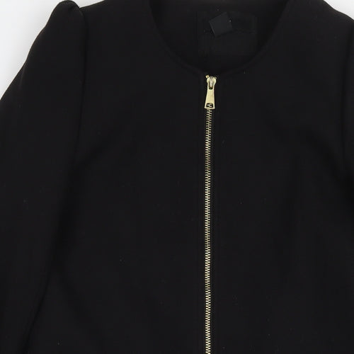 H&M Womens Black Overcoat Coat Size 10 Zip