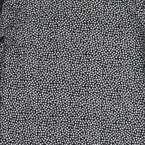 NEXT Womens Black Floral Polyester A-Line Size 12 Round Neck Pullover - Lace Detail
