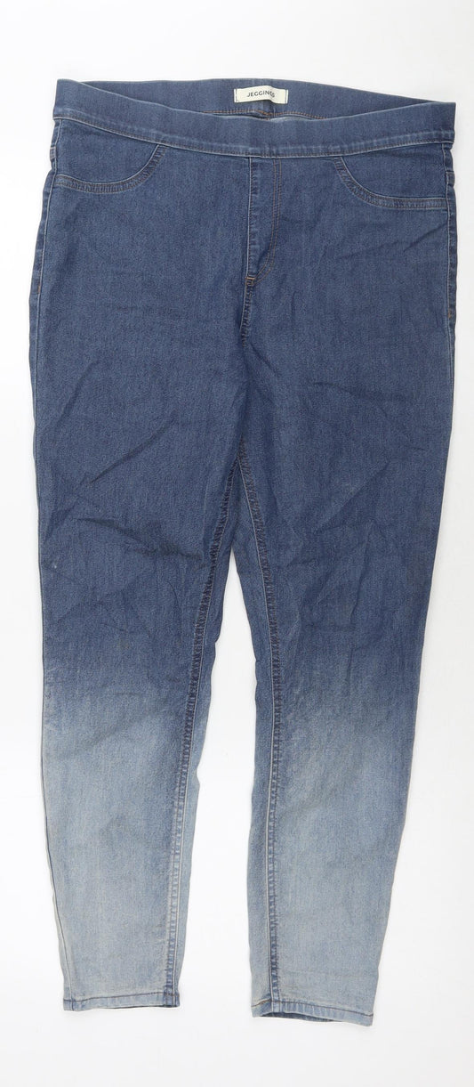 Marks and Spencer Womens Blue Cotton Jegging Jeans Size 14 L26 in Regular