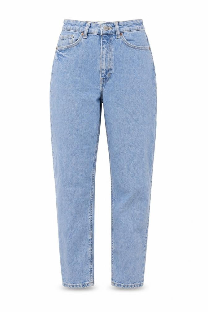 H&M Womens Blue Cotton Mom Jeans Size 8 L26 in Regular Zip