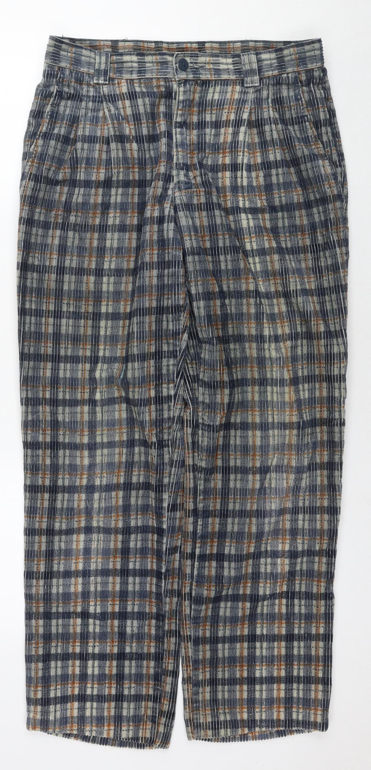 Pionier Mens Blue Check Polyester Blend Snow Pants Trousers Size 30 in L27 in Regular Zip
