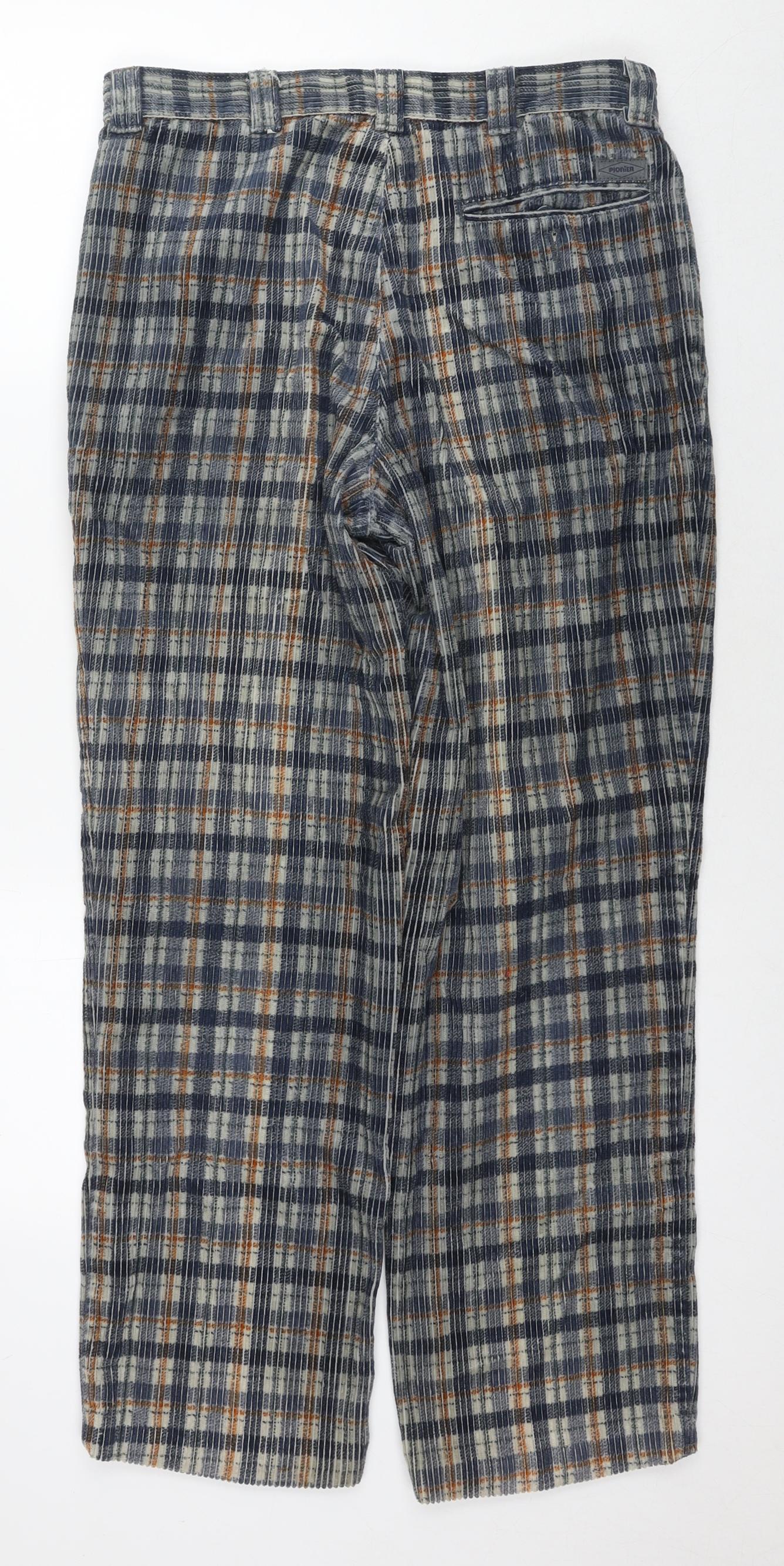 Pionier Mens Blue Check Polyester Blend Snow Pants Trousers Size 30 in L27 in Regular Zip